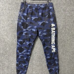 a Bathing Ape BAPE Camo Blue Sweatpants Joggers Size S Preowned